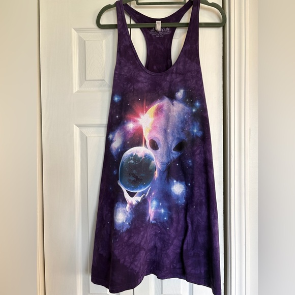 The Mountain Tops - The Mountain/American Apparel Purple Tie Dye Alien Tunic Tank Dress - Large